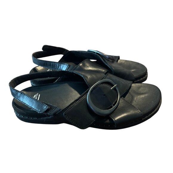 Earth Grove Ambrosia black leather Sandals buckle studded detail size 10 - Picture 3 of 9